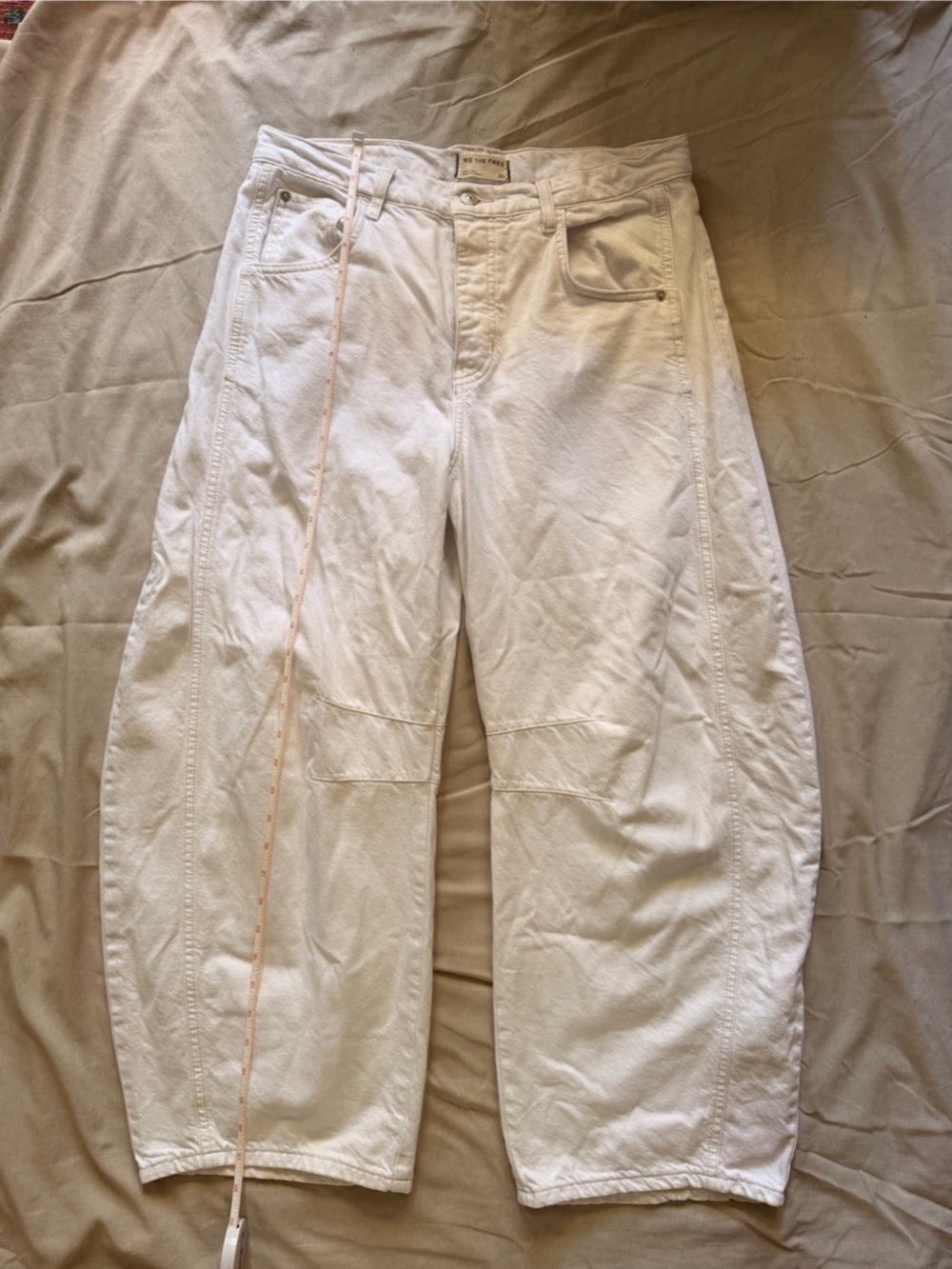 We The Free Cropped Barrel Cargo Pants in White